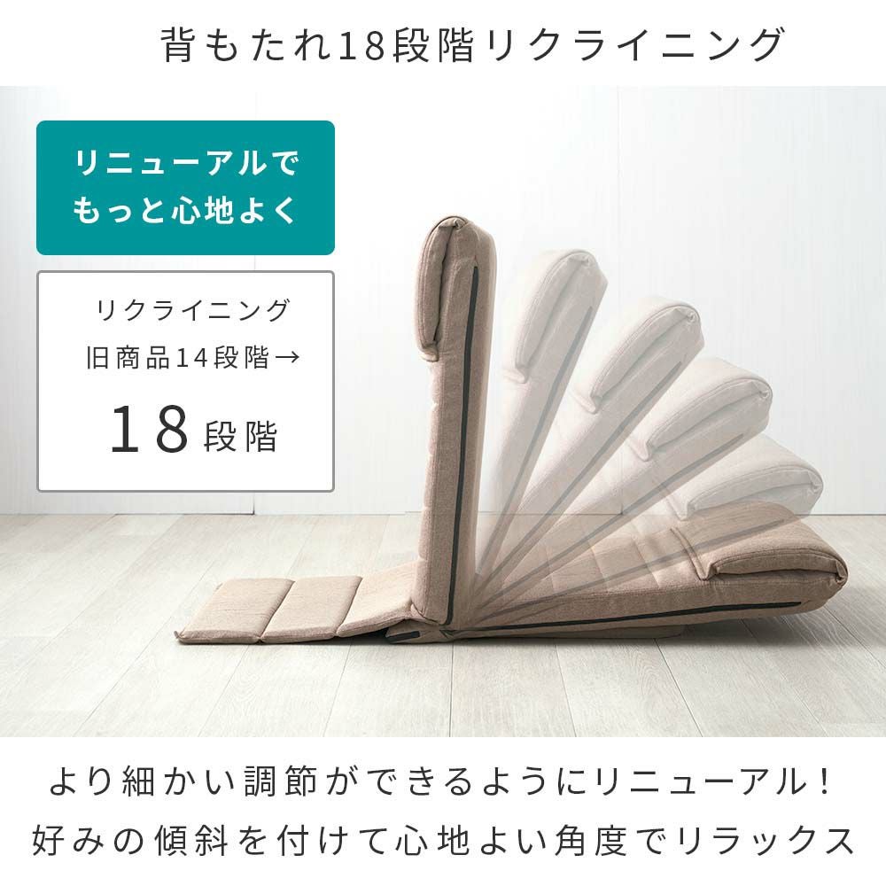 座椅子 背もたれ 18段階ギア フロアチェア 幅47×奥行86-110×高さ16