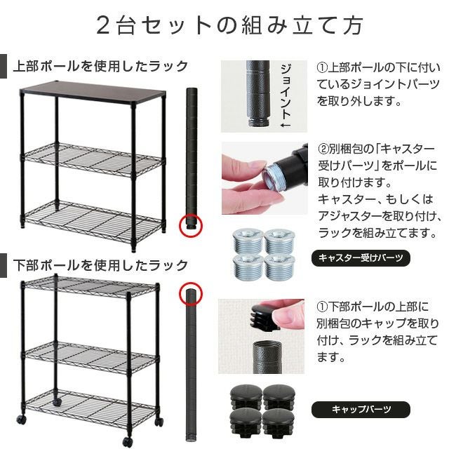 スチールラック 幅80cm ルミナスノワール 分割2台セット | ルミナス