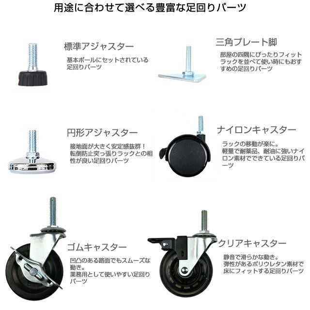 基本ポール 長さ54.5cm ポール径25mm ルミナス スチールラック パーツ