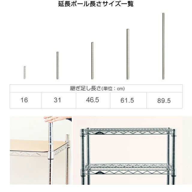 延長用ポール ルミナスレギュラー ポール径25mm スチールラック パーツ
