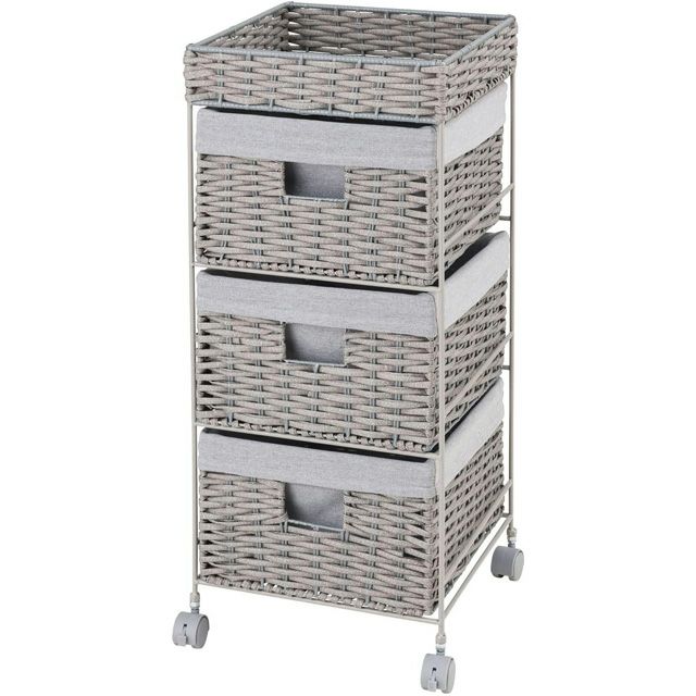 ランドリーチェスト 幅35cm 3段 グレー 幅35×奥行35×高82cm AMC35-3GY