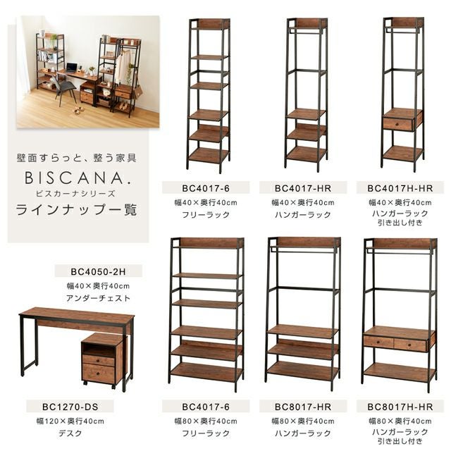 ドウシシャ　ビスカーナ　ハンガーラック　ラック ハンガーラック 幅80cm ビスカーナ 幅80×奥行40×高さ169cm BC8017-HR