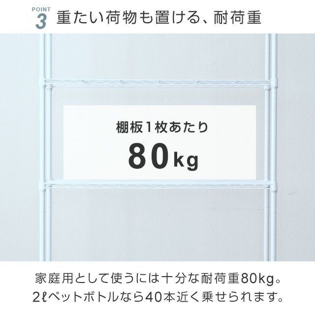 スチールラック 幅80cm 4段 ルミナスラテ オープンラック ホワイト 幅