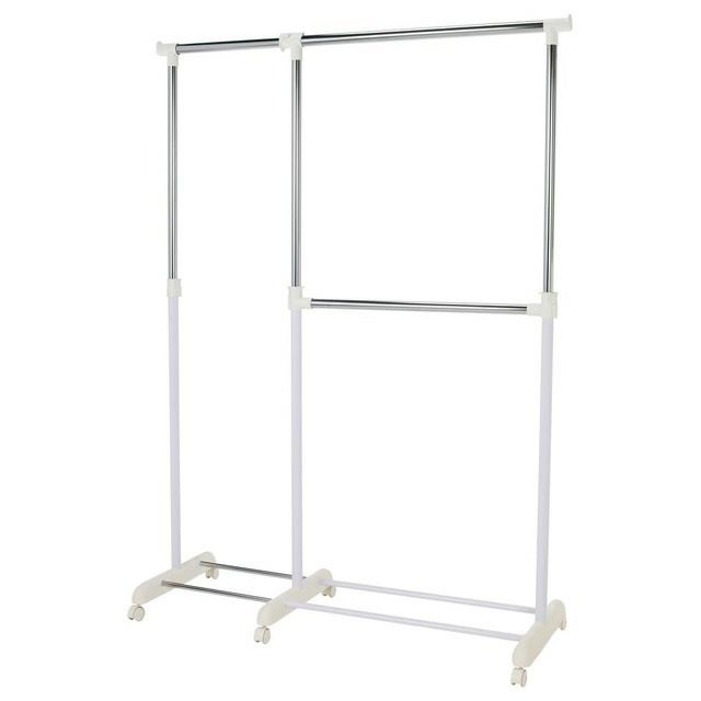 ハンガーラック　アイアン　幅84cm 奥行き50cm 高さ110cm〜190cm 川口工器 頑丈 ダブル ハンガーラック 奥行ワイド 幅130cm 総耐荷重