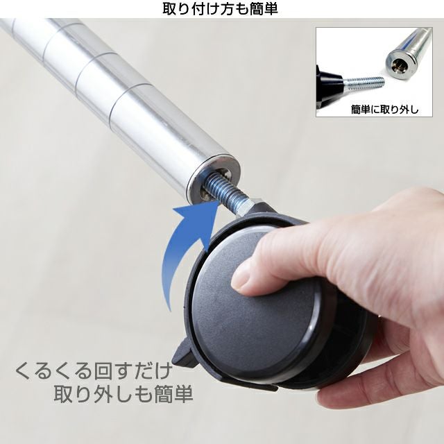 ナイロンキャスター ルミナスライト スチールラック ポール径19mm用
