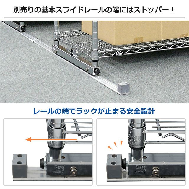 ラック用台車 奥行46cm対応 スライドレールユニット ルミナス スチール