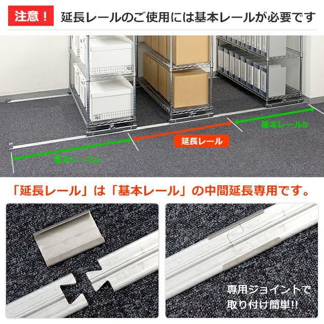 延長用レール 2本セット スライドレールユニット ルミナス スチール