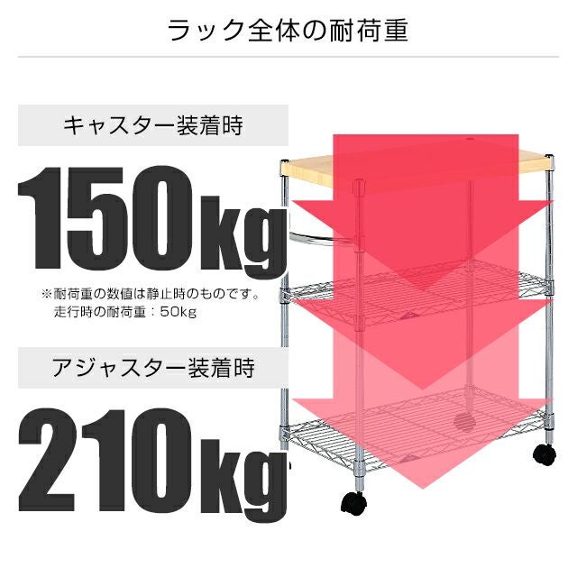 キッチンラック 幅35cm 3段 ルミナスフィール ワゴン 幅34.5×奥行59.5