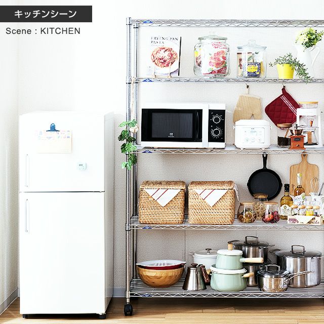ハンドメイド ４段ラック 幅70cm (チーク色) カラーメタルシェルフ4段 幅915mm × 奥行460mm × 高さ1510mm