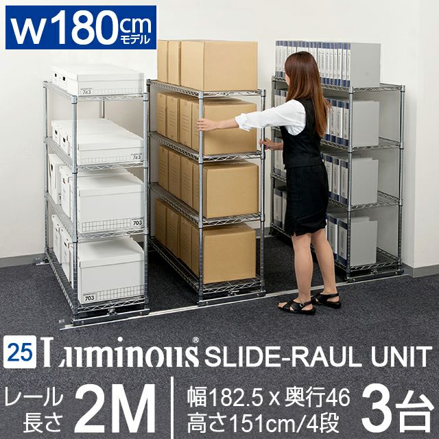 スチールラック 幅90cm 4段 ルミナスレギュラー 3台セット スライド