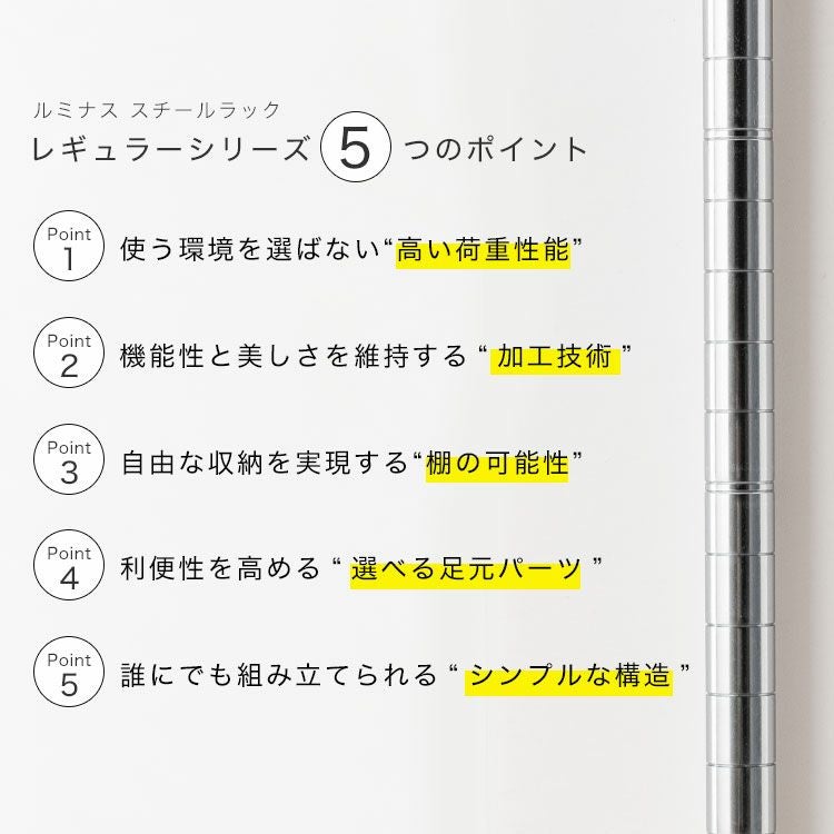 スチールラック 幅60cm 3段 ルミナスレギュラー 幅61×奥行46×高さ95.5
