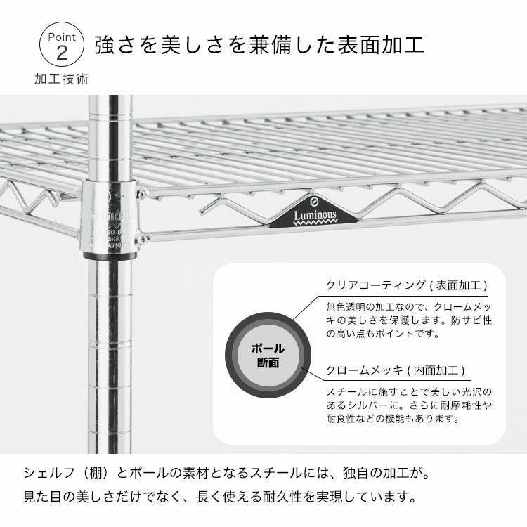 スチールラック 幅75cm 3段 ルミナスレギュラー 幅76×奥行46×高さ95.5