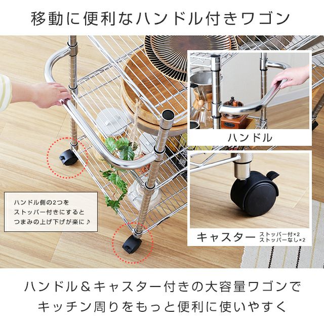 ワゴンラック 幅75cm 3段 ルミナスレギュラー スチールラック 幅76