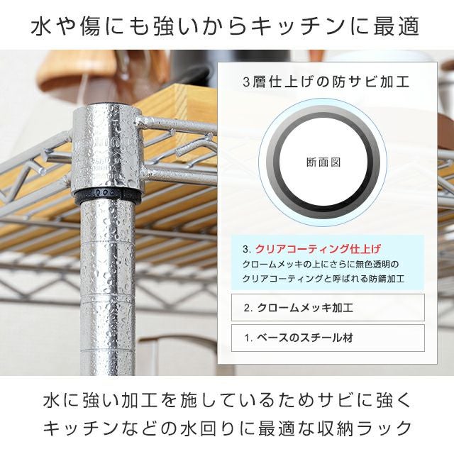 ワゴンラック 幅75cm 3段 ルミナスレギュラー スチールラック 幅76