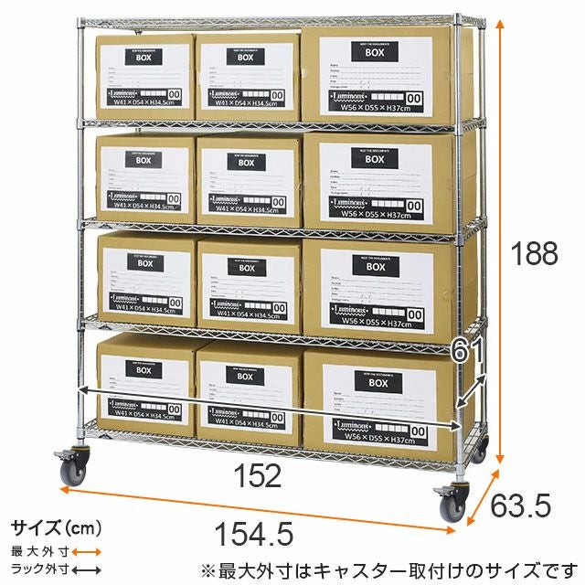 スチールラック 幅150cm 5段 ルミナスレギュラー 高荷重ウレタン