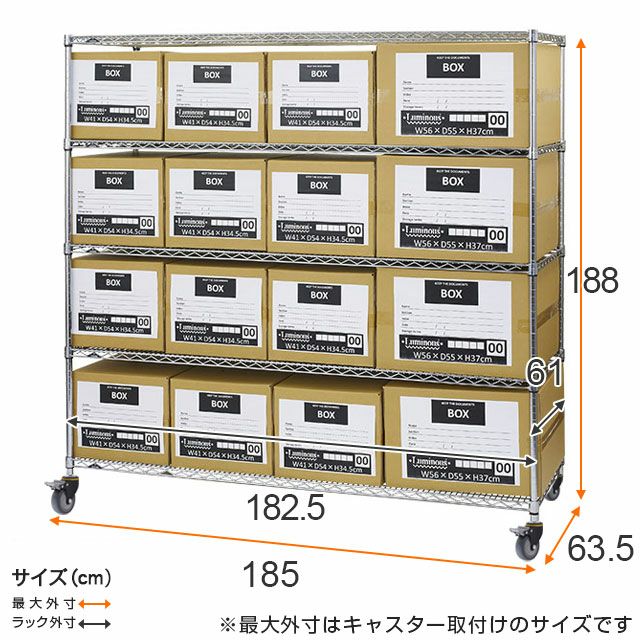 スチールラック 幅180cm 5段 ルミナスレギュラー 高荷重ウレタン