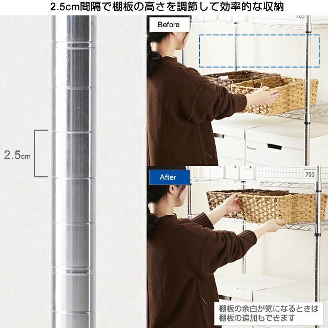 突っ張りラック 幅90cm 5段 ルミナスレギュラー スチールラック