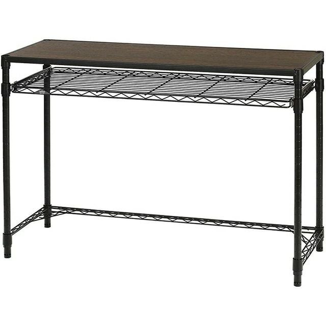 ドウシシャ ルミナスノワールデスク 作業台 スライド棚付き ウッドシェルフ スチールラック NO1175-HD Amazon｜ドウシシャ ルミナス ノワール デスク 机 キッチンボード 作業