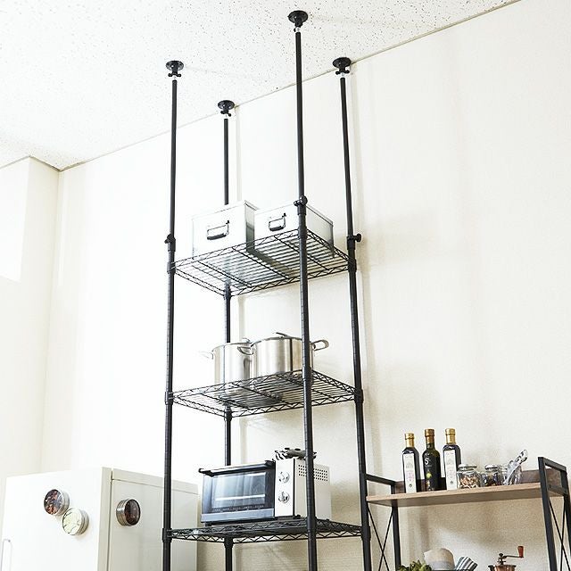 突っ張りラック 幅60cm 5段 ルミナスノワール スチールラック 幅65