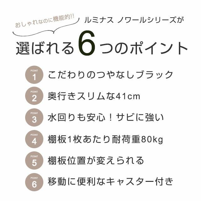 スチールラック 幅60cm 4段 ルミナスノワール 幅61×奥行41×高さ125.5cm