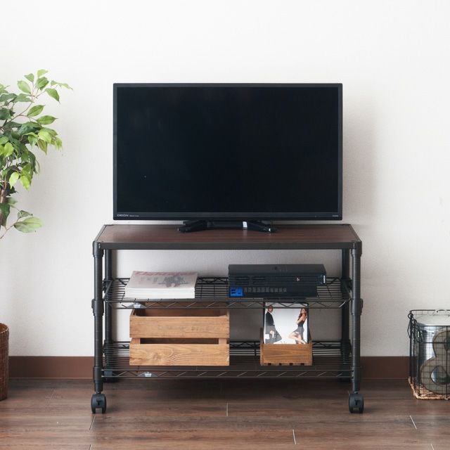 テレビ台 幅80cm 3段 ルミナスノワール 幅81×奥行41×高さ52cm NO8052-3