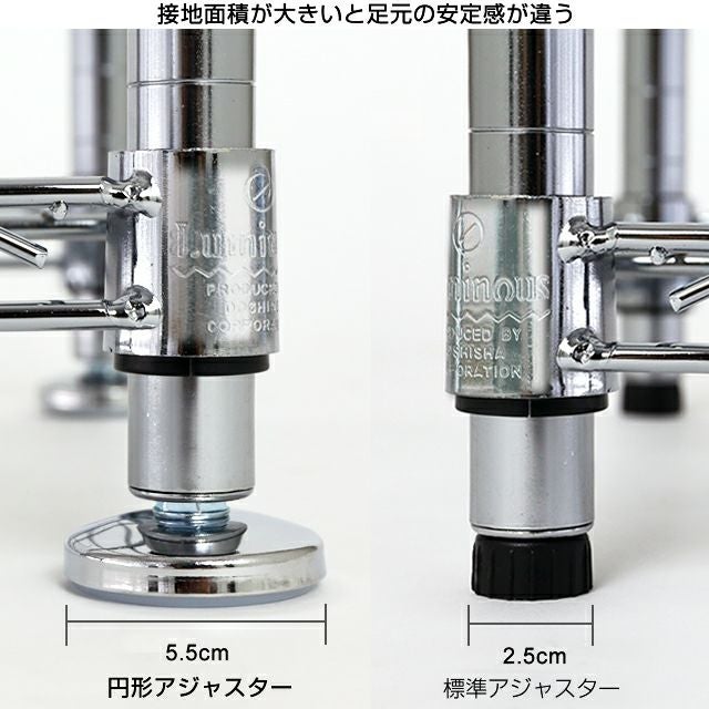 ①ラック部分　ルミナス　セット　6段　25mm　シート付　円形アジャスター 円形アジャスター ルミナス ポール径25mm用 スチールラック 足回り