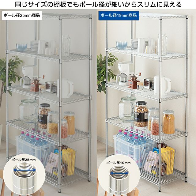 基本ポール 長さ17cm ルミナスライト ポール径19mm スチールラック