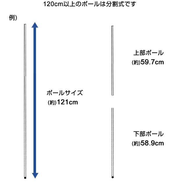 基本ポール 長さ17cm ルミナスライト ポール径19mm スチールラック