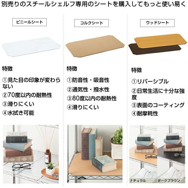 スチールシェルフ 幅121.5×奥行46cm ルミナスプレミアム スチール