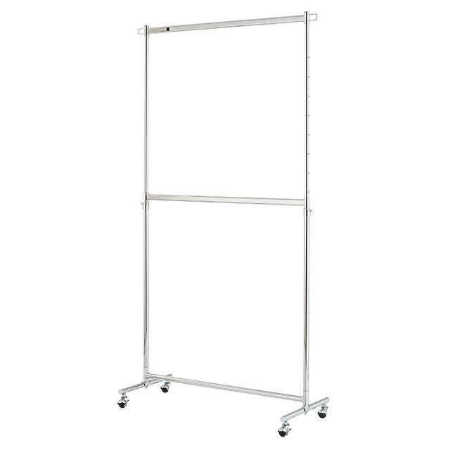 ハンガーラック 上下2段タイプ 伸縮式 幅100cm 幅100.5cm×奥行41.5cm