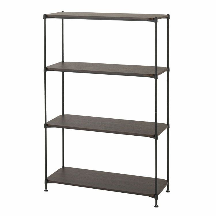 ウッドラック 幅80cm 4段 スチールラック 幅80.5×奥行31×高さ120cm C12