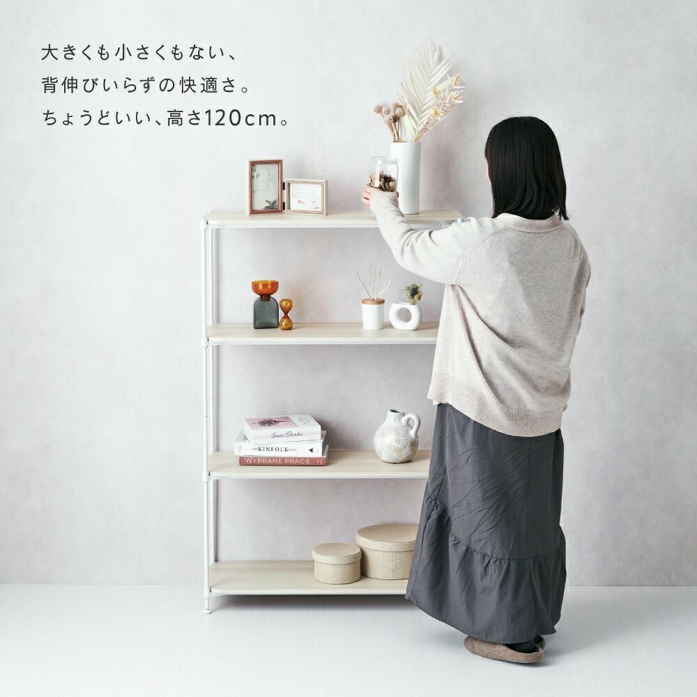 ウッドラック 幅80cm 4段 スチールラック 幅80.5×奥行31×高さ120cm C12