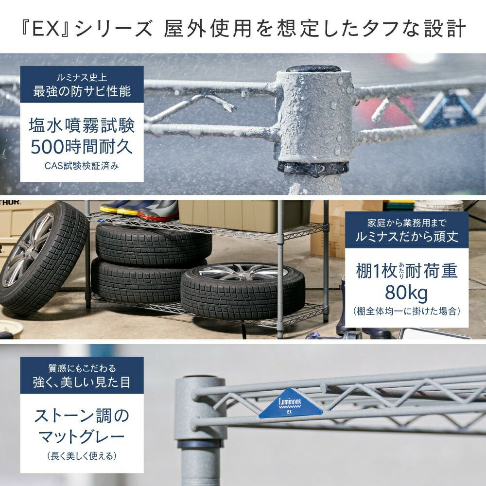 スチールラック 幅120cm 4段 幅121.5×奥行46×高さ151cm ルミナスEX