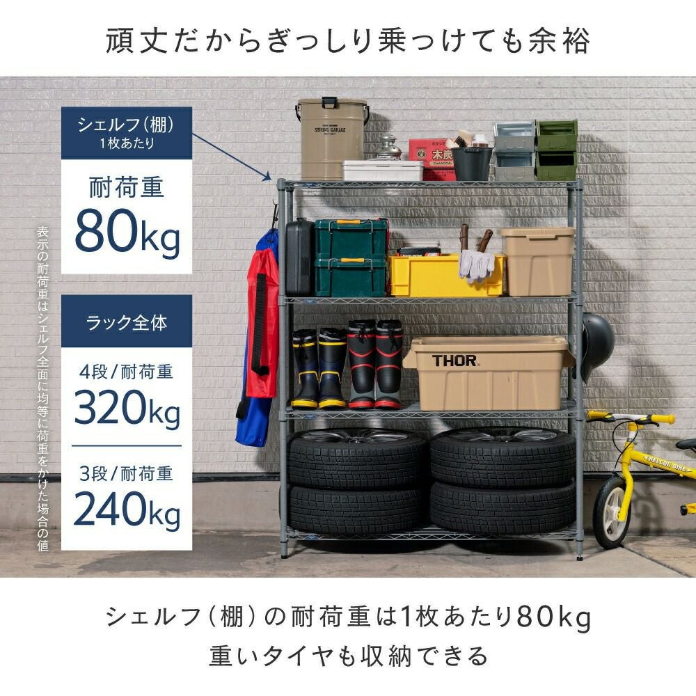 スチールラック 幅120cm 4段 幅121.5×奥行46×高さ151cm ルミナスEX
