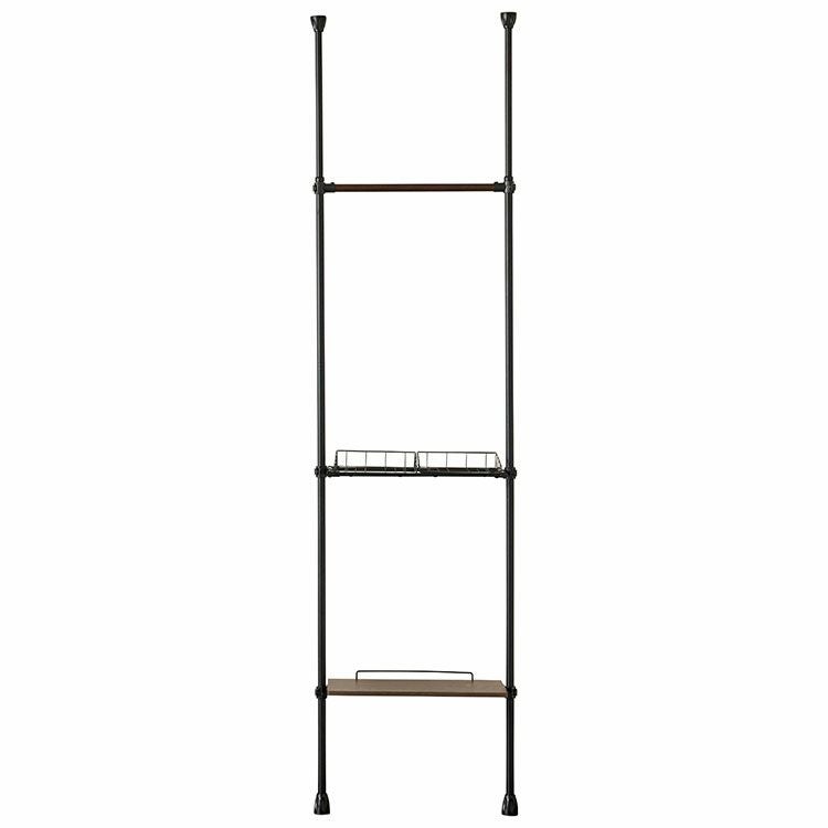 突っ張り ハンガーラック 幅60cm 棚付き 幅62×奥行27×高さ200-280cm