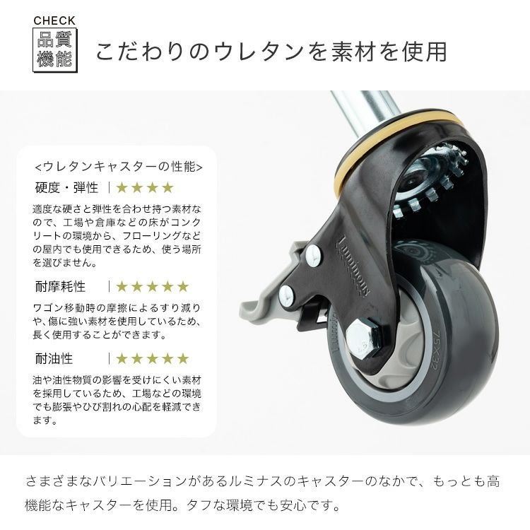 ワゴンラック 幅60cm 3段 スチールラック カートワゴン ルミナス