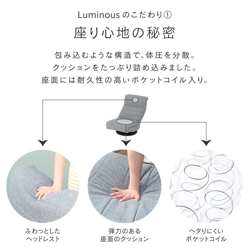ソファ 1人掛け 幅62×奥行81-109×高さ77-90cm 座高27cm 座椅子 回転